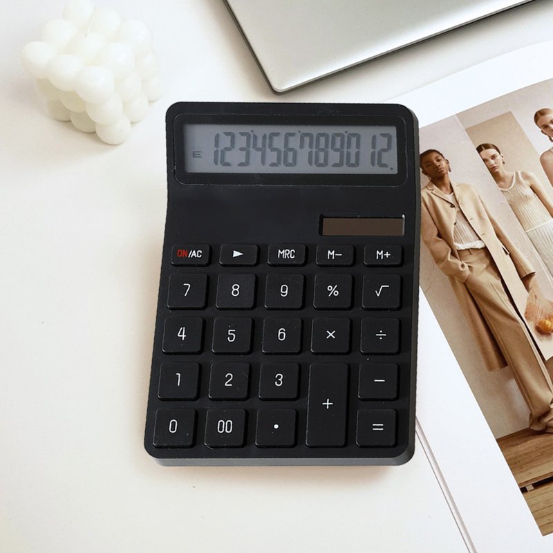 Solar Power Calculator with Battery Backup - Large 12-Digit LCD Office Device