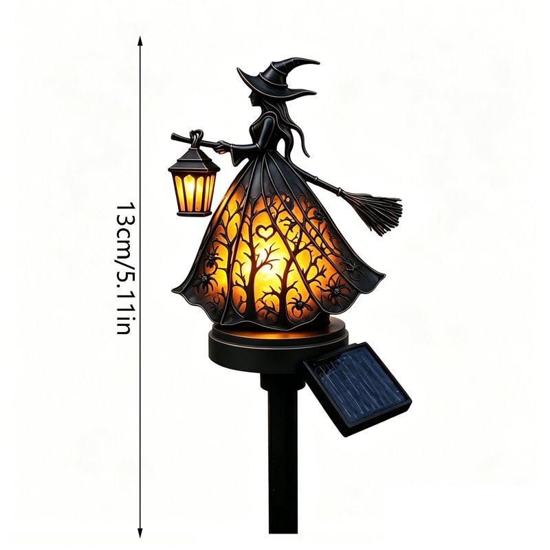 Solar Powered Halloween Witch Garden Stake Light, Waterproof Outdoor Pathway Decor