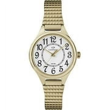 Women's 30mm White Dial Watch with Gold-Tone Expansion Band - Timex