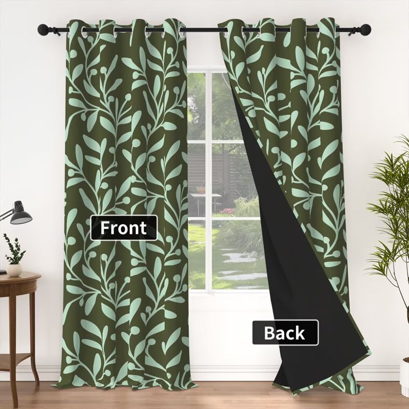 Room Darkening Blackout Curtains with Grommet Top - Insulated Window Drapes, 2 Panels Set