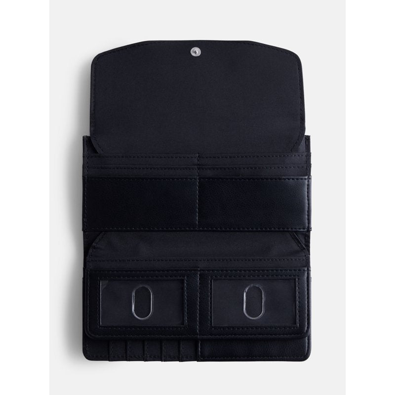 Women's Faux Leather Clutch Wallet with Card Slots and Wristlet Strap