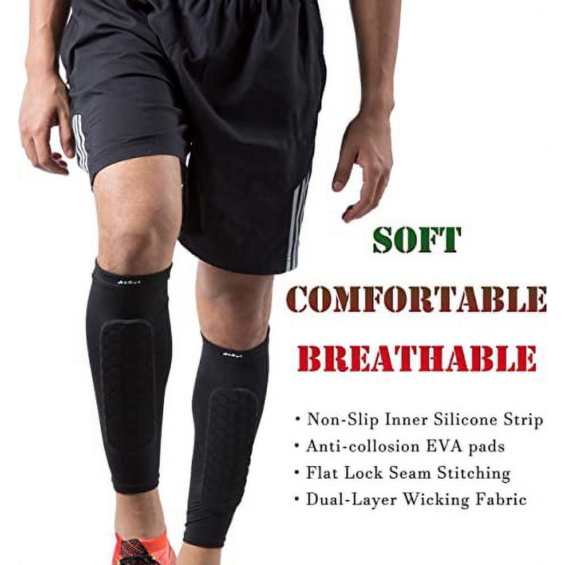 SIISLL Lightweight Shin Guards for Adults - Black