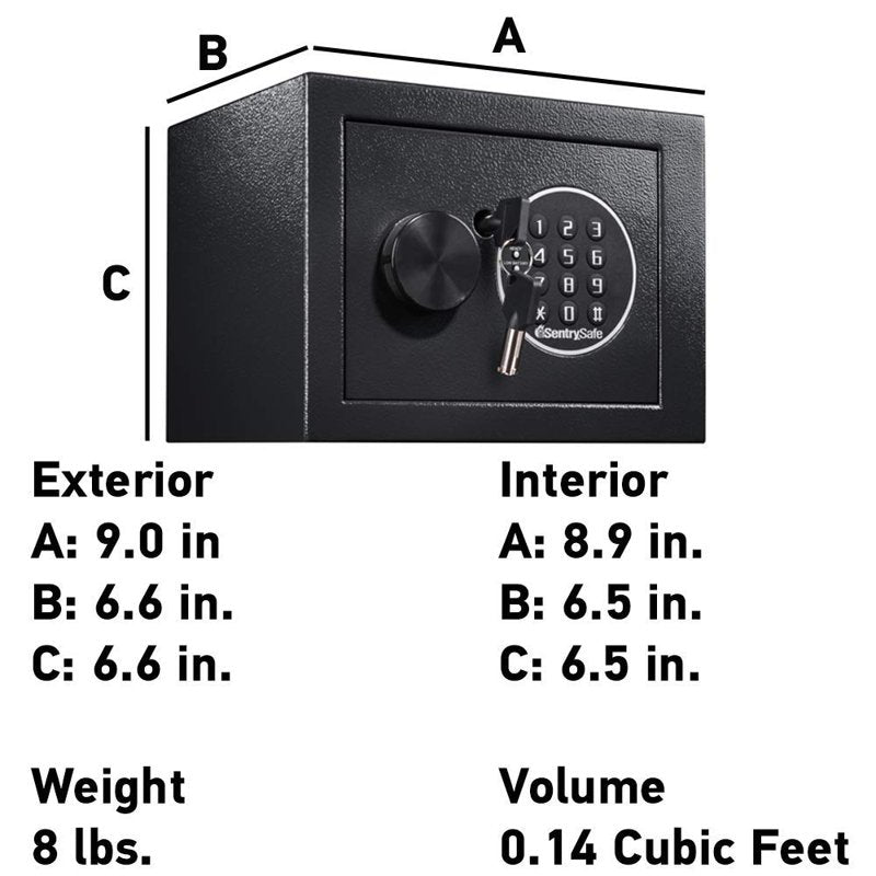 Electronic Security Safe - Pry-Resistant Steel Lock Box for Valuables, Fits Laptops