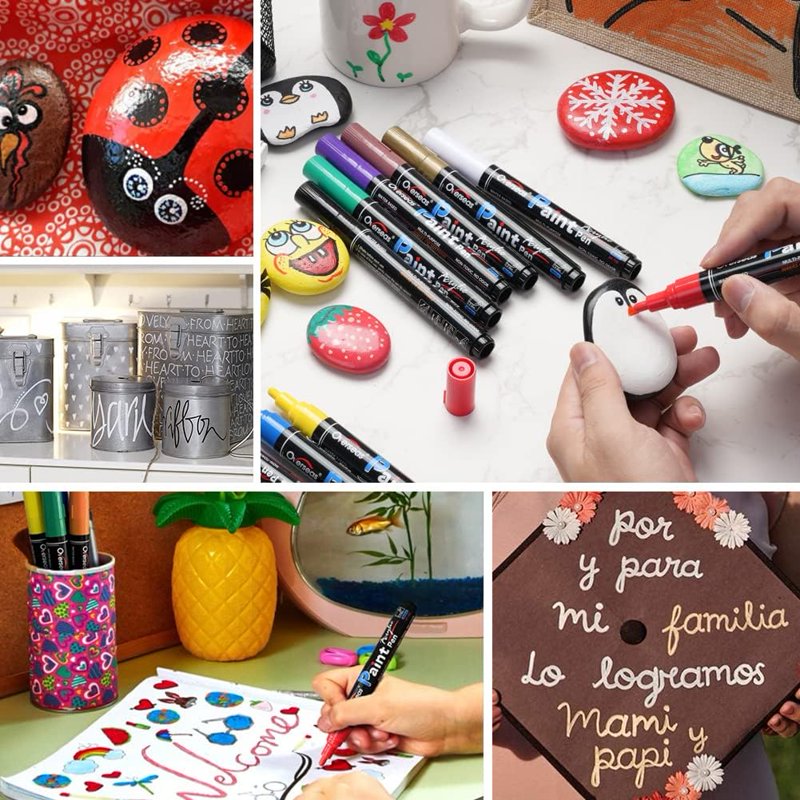 Water-Based Permanent Paint Markers Set - White & Black, Quick Dry, Waterproof, Medium Tip