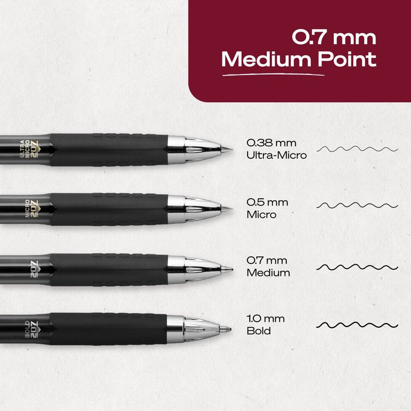 Retractable Gel Pen Set - Medium Point 0.7mm Black Ink Office Supplies