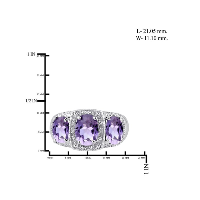 Amethyst Birthstone Ring 2.50 Carat Sterling Silver Jewelry with White Diamonds