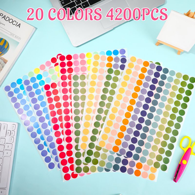 4200 Pcs Color Coding Dot Stickers - 3/4 Inch Round Labels for Organization & Inventory