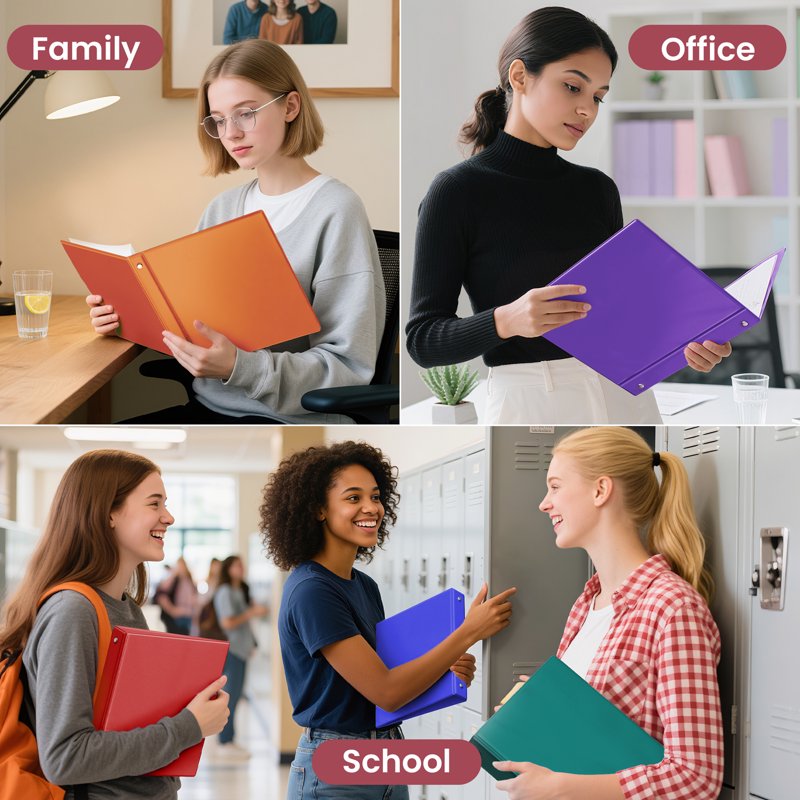 3 Ring Binders Set of 6 - Clear View PVC-Free Office & School Supplies