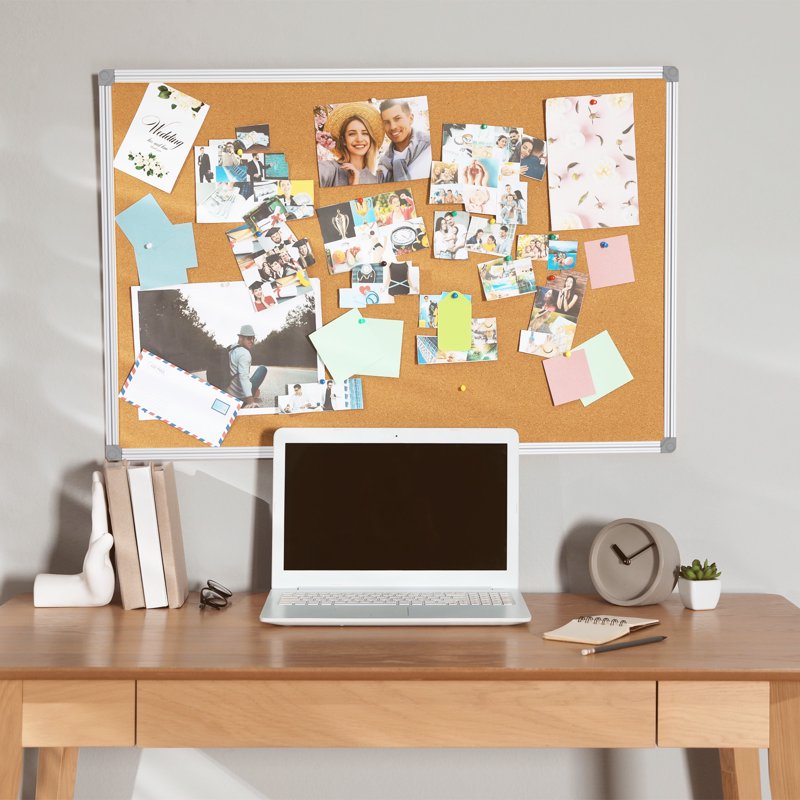 Wall Cork Board Bulletin Board with Aluminum Frame 23x35 Inches for Office Home & School