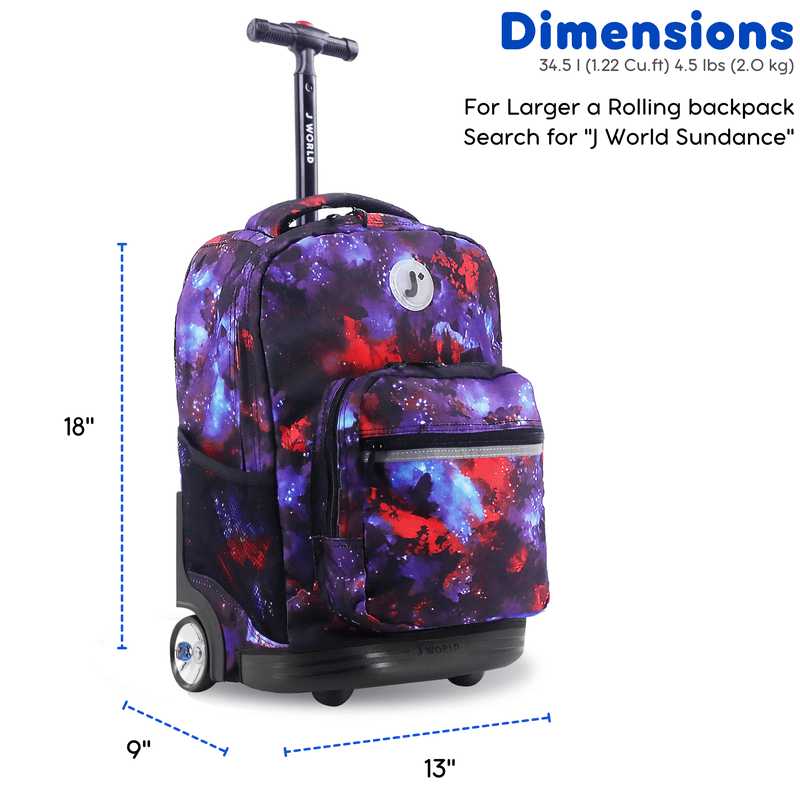 Kids & Adults 18-Inch Rolling Backpack for School & Travel - Galaxy
