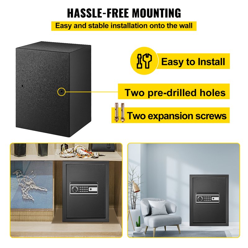 60L Digital Safe with Fingerprint & Key Lock, Fireproof Steel Security Box