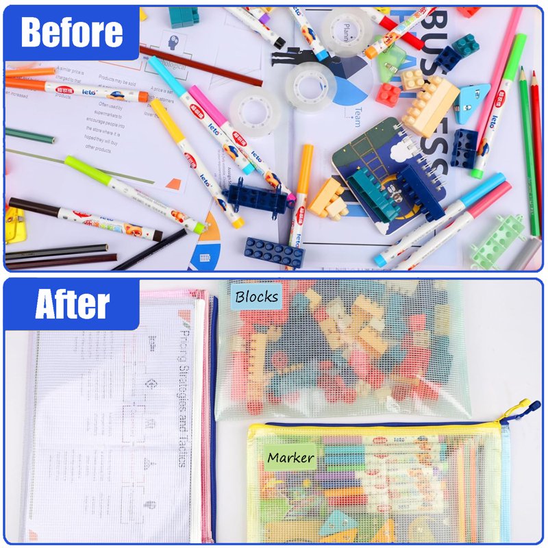 10pcs Mesh Zipper Pouch Bags for Organization - Reusable Storage Bags in Multiple Sizes