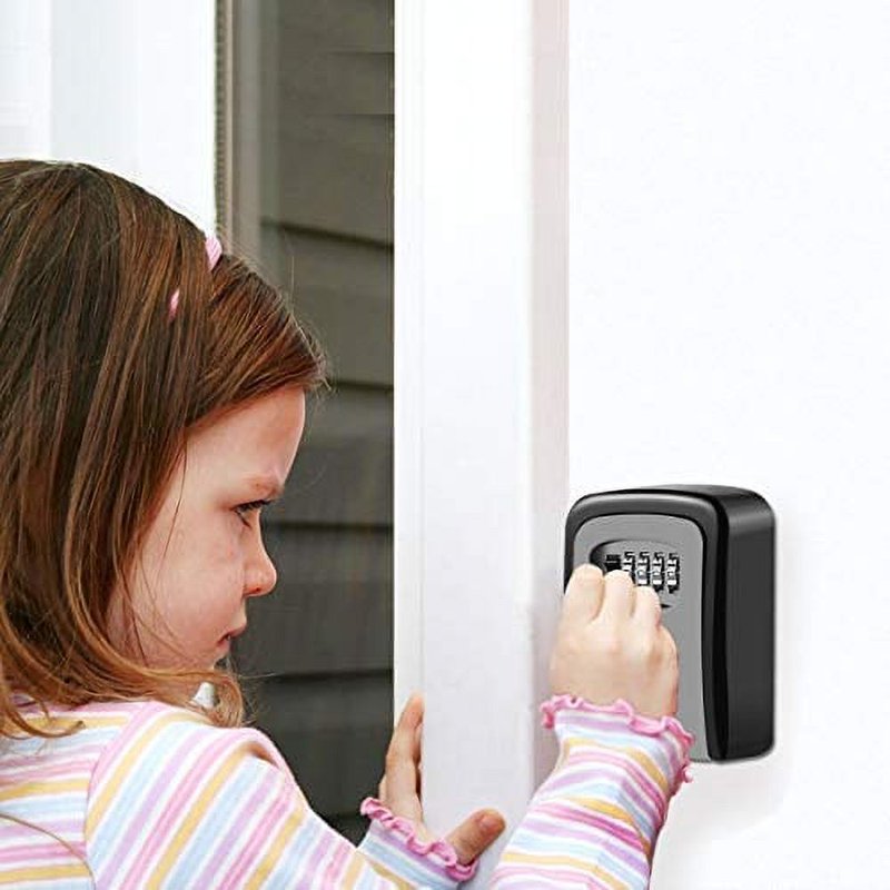Heavy Duty Wall Mount Key Lock Box with 4-Digit Combination - Holds Up to 5 Keys