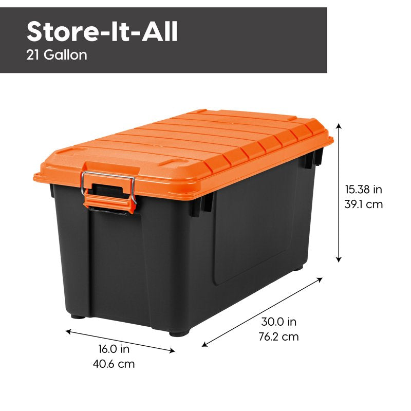 Heavy-Duty 22 Gallon Plastic Storage Bin with Lid - 2 Pack