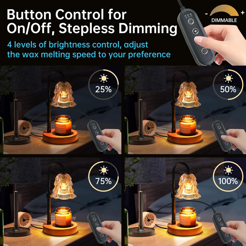 Candle Warmer Lamp with Timer & Dimmable Switch - Adjustable Height, Includes Bulbs, Home Decor Gift