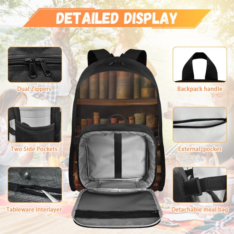Kids School Backpack and Lunch Box Set - 17 Inch Lightweight with Compartments