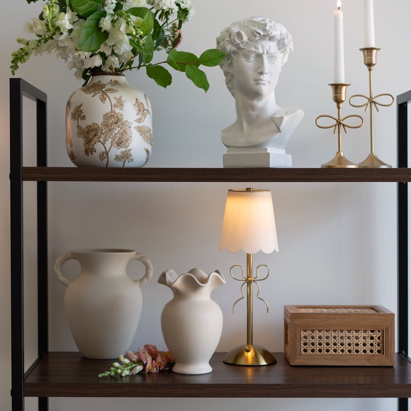 Ceramic Tabletop Vase with Ruffle Edge - Off-White Home Decor Accent