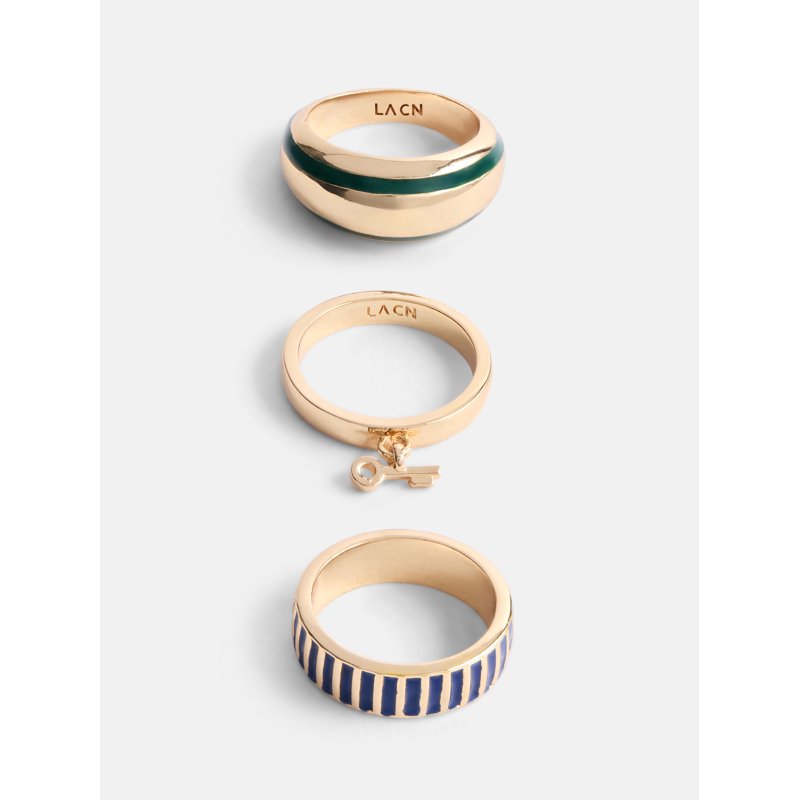 Women's Charm Ring Set - 3-Piece Gold-Tone Stackable Jewelry