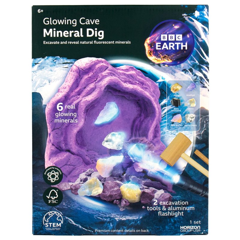 Glowing Cave Mineral Dig Kit for Kids STEM Geology Excavation Set - Ages 6+