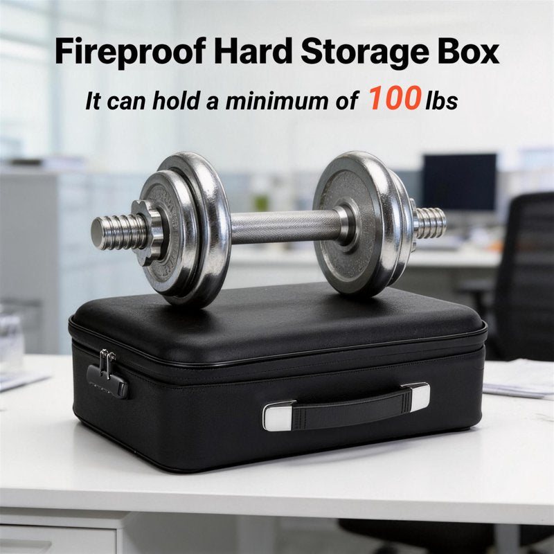 Fireproof Document Box with Lock Waterproof Hard Shell Safe Storage Case