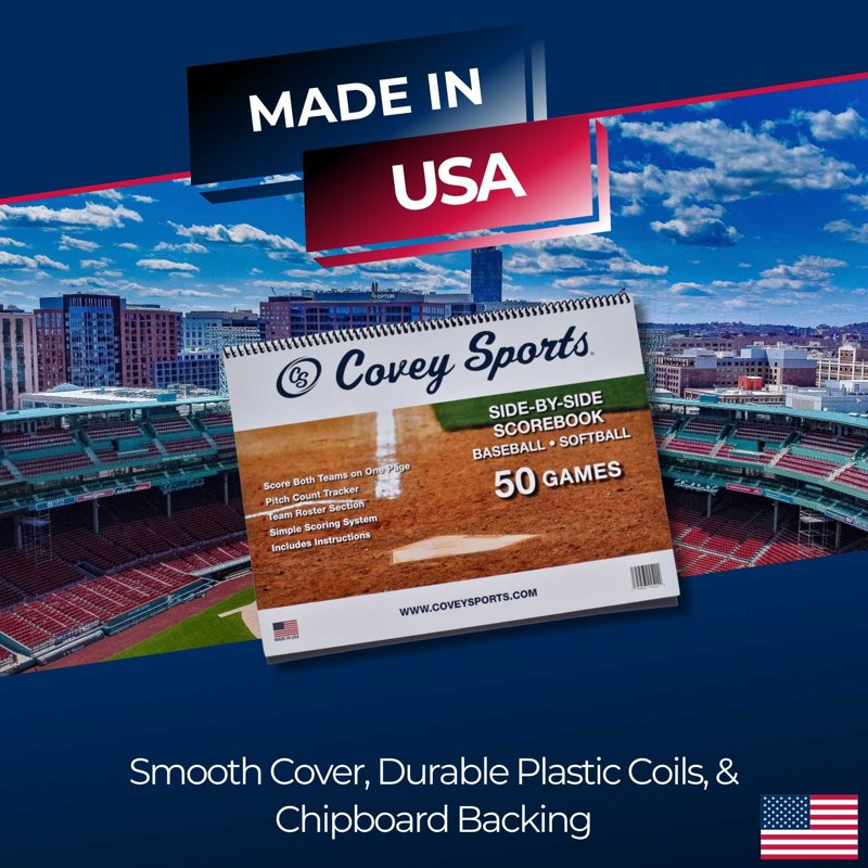 Baseball & Softball Scorebook - Side-by-Side 50 Game Tracking