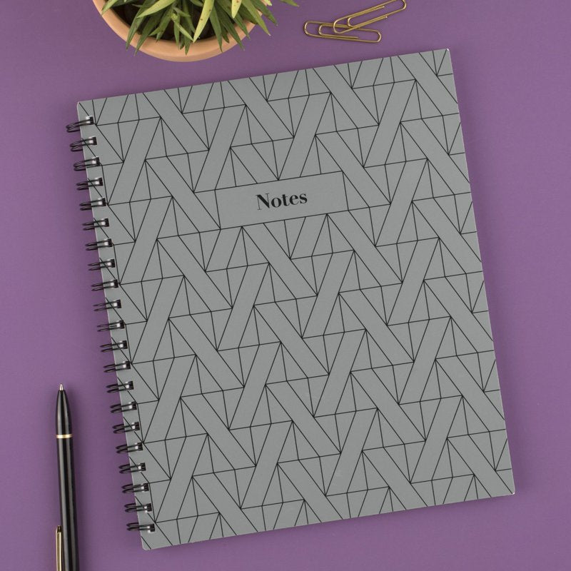 Gray Geo Fashion Notebook - 80 Sheets, 8.5 x 11 Inches, Wirebound