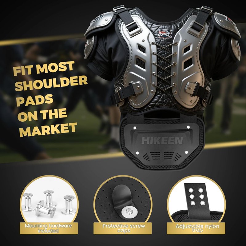 Universal Football Back Plate for Shoulder Pads - Impact-Resistant Lower Back Protector