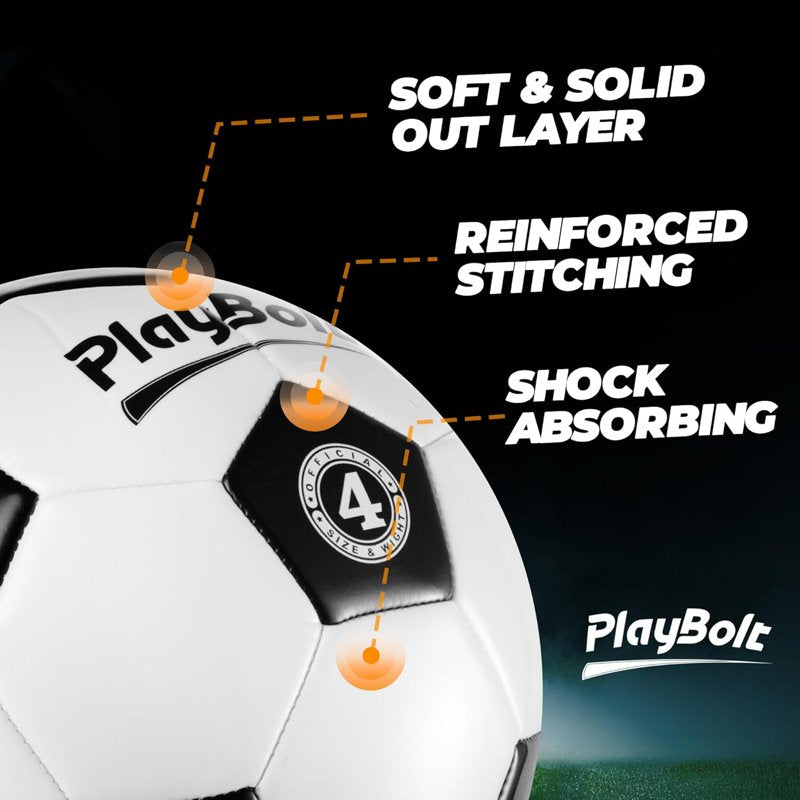 Size 4 PlayBolt Soccer Ball with Hand Pump - Training & Outdoor Play (1 Pack) - Variation 4