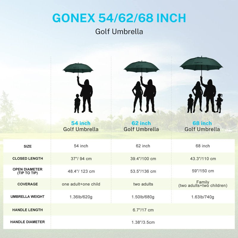 Large Automatic Golf Umbrella with Double Canopy Windproof & Waterproof