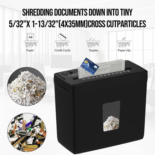 Home Office Crosscut Paper Shredder - 5 Sheets, P-4 Security Level, Jam-Proof, 2.38-Gallon Bin