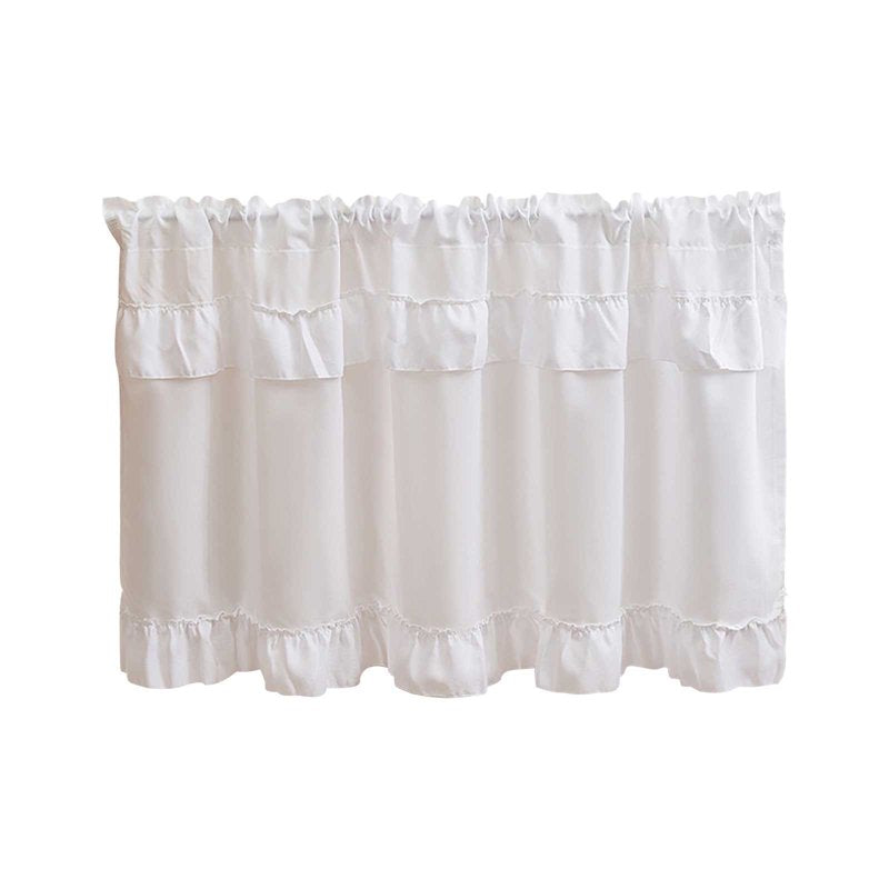 Blackout Window Valances for Living Room Bedroom Bathroom - Insulated Rod Pocket, Farmhouse Style, White 39x17