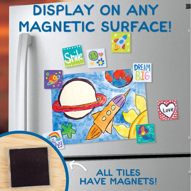 Magnetic Tile Art Craft Kit with 12 Ceramic Tiles & Paint for Kids & Teens