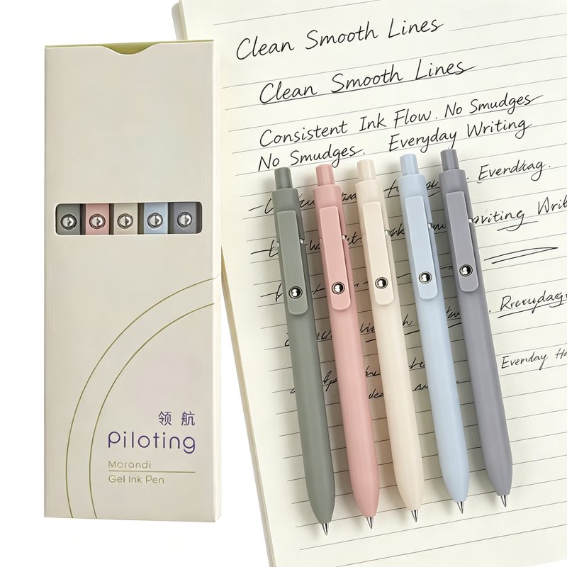 Retractable Gel Pens Set - Multi-Color Barrels, Smooth Quick-Dry Ink, 5 Pack
