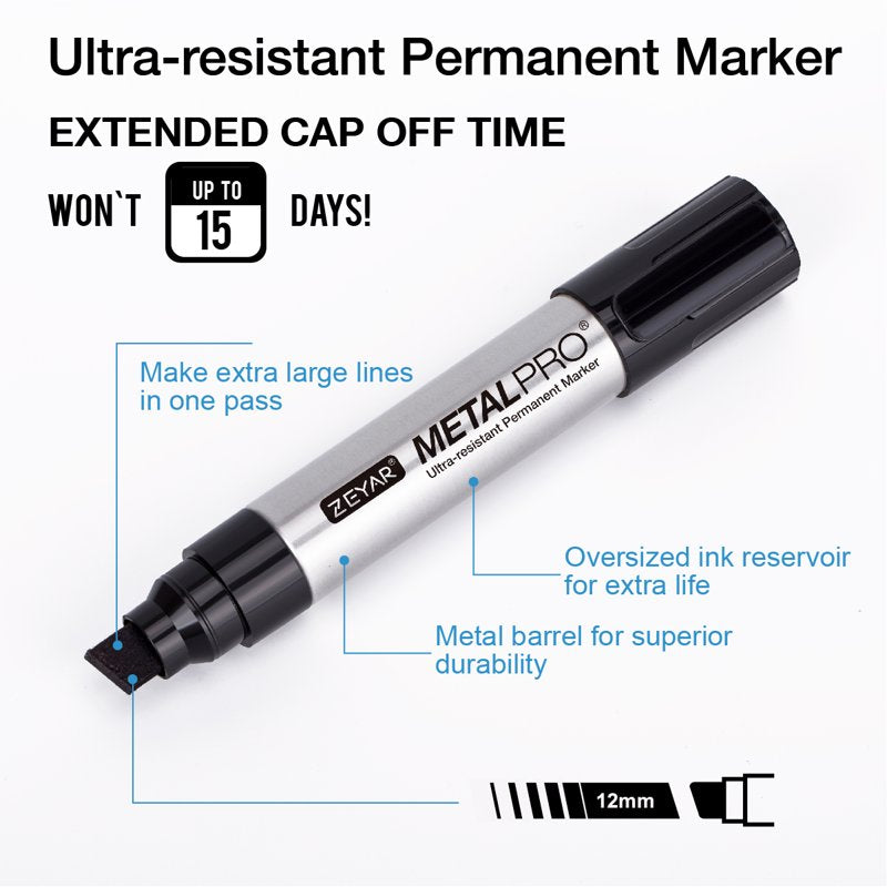 Jumbo Permanent Markers Set of 12 Waterproof & Smear Proof Craft Markers
