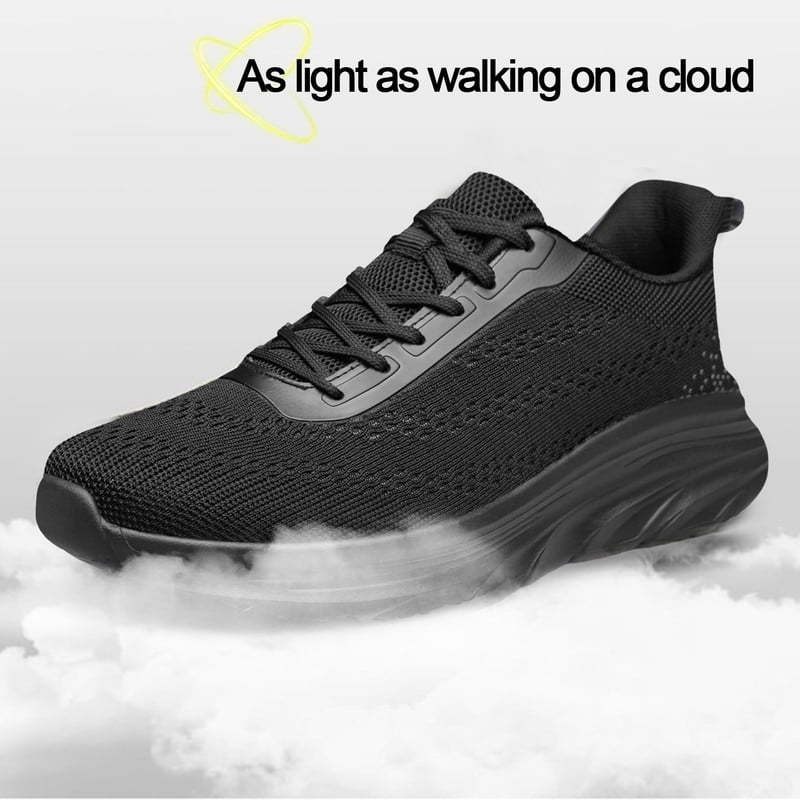 Men's Lightweight Breathable Running Sneakers All Black Size 7.5