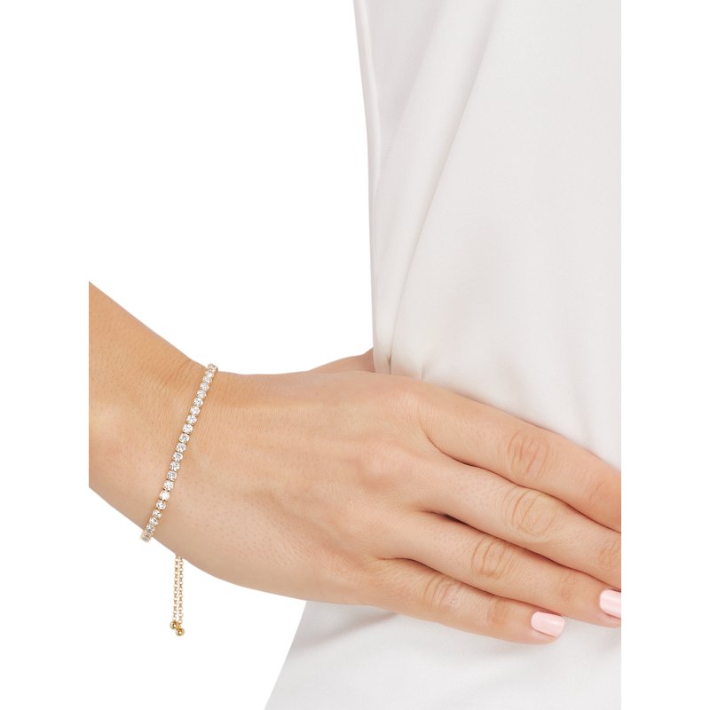 Sterling Silver Cubic Zirconia Tennis Bracelet 14K Gold-Plated 10 Inch