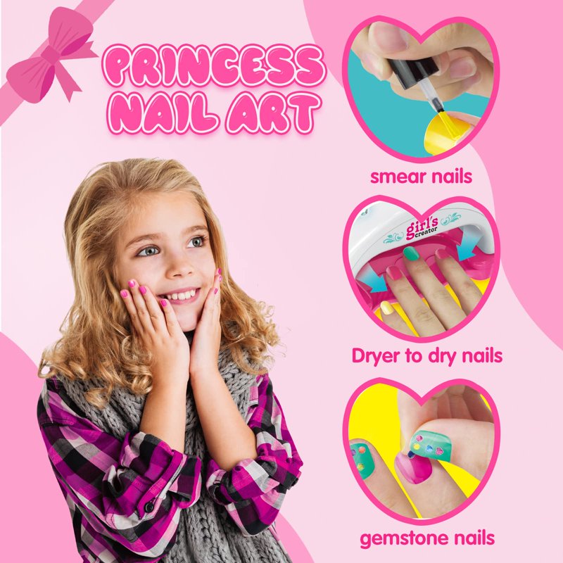 Kids Nail Polish Set for Girls Non-Toxic Manicure Salon Kit Gift Age 6-12