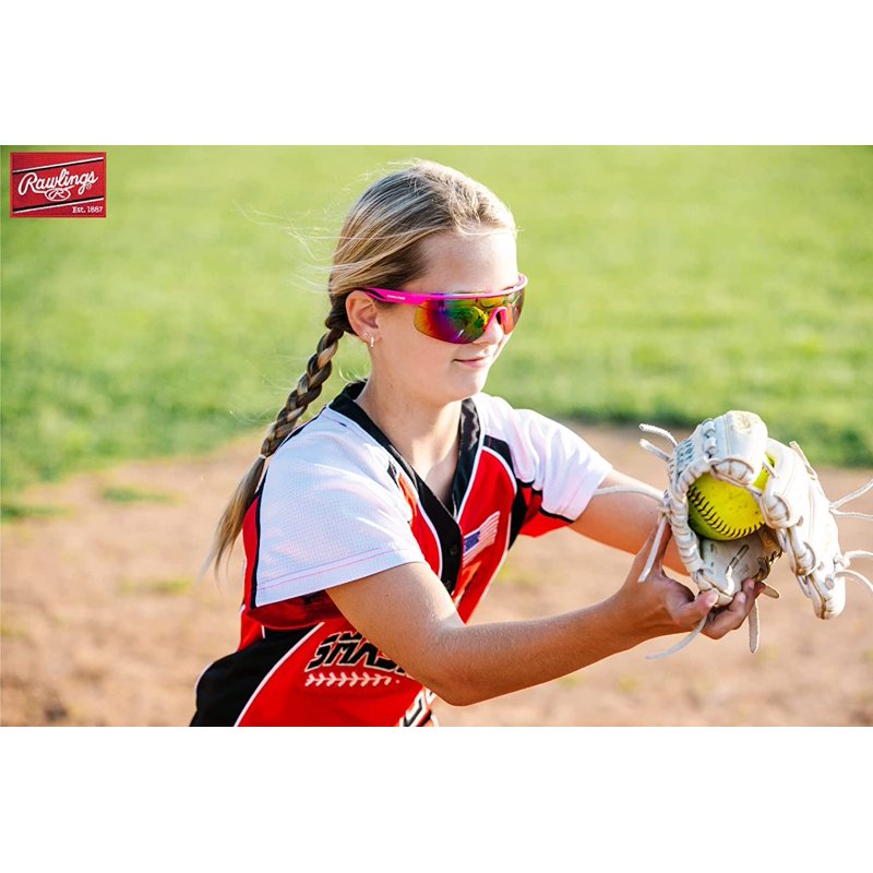 Retro Vaporwave Baseball Shield Sunglasses Neon Pink Sunset - Sport Performance UV Protection