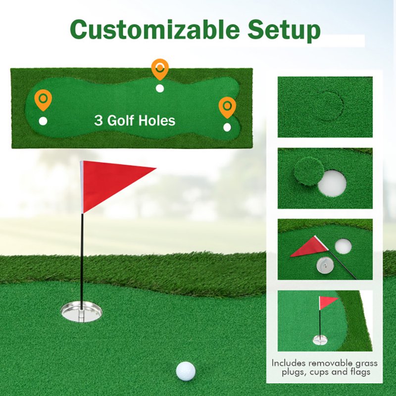 Golf Putting Green with Realistic Artificial Grass – 10x3.3 ft Indoor/Outdoor Training Mat