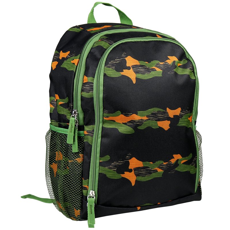 Kids Travel Backpack with Multiple Storage Compartments - Black Camo