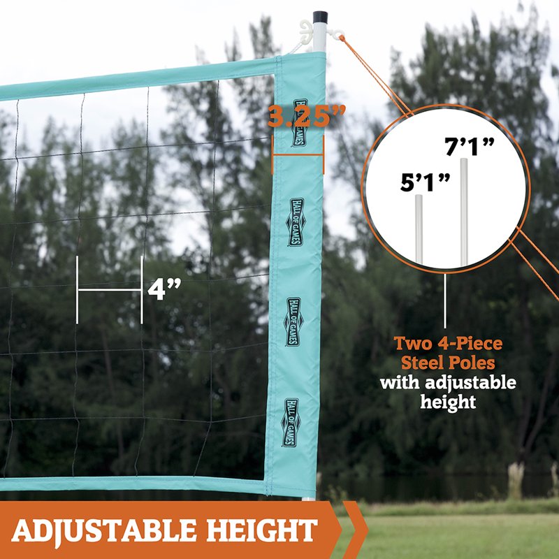 Outdoor Volleyball Set with Adjustable Steel Poles & Official Size Volleyball