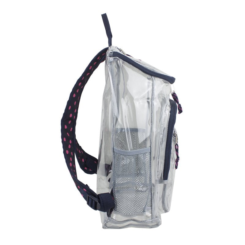 Unisex Clear Top Loader Backpack with Polka Dots - Stylish & Durable School Bag