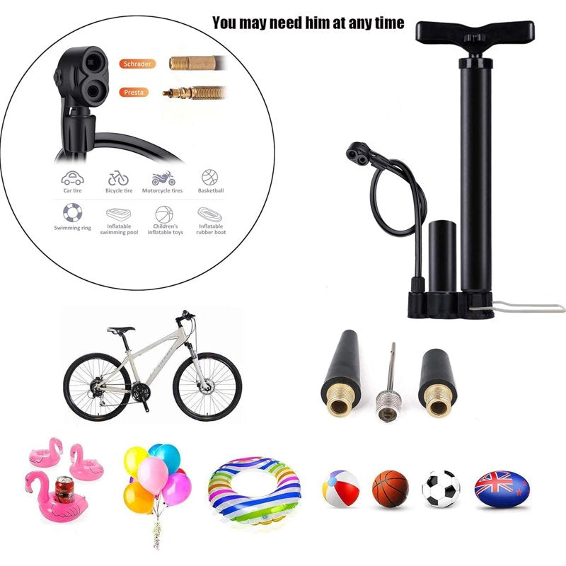 Portable Bicycle Pump with Dual Valves and 160 PSI Max for Bikes, Cars, Sports Balls