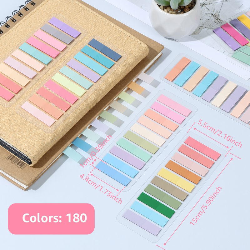 Colorful Repositionable Book Tabs - 3600 Pack Writable Sticky Notes