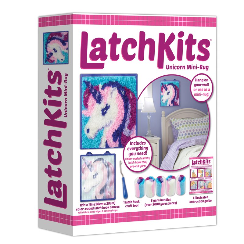 Mini Unicorn Rug Kit - Latch Hook Craft for Kids and Adults