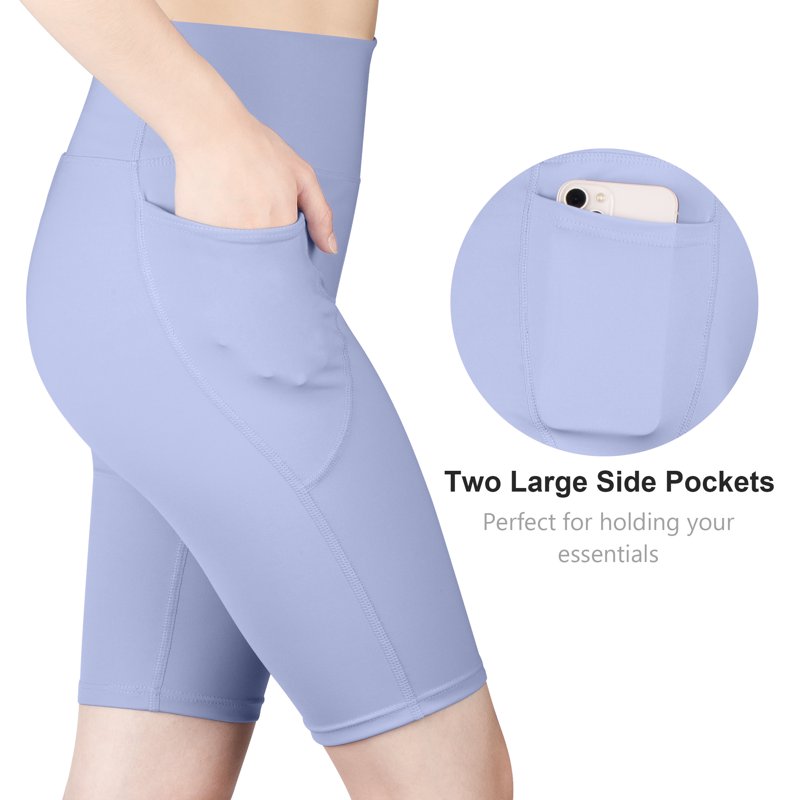 Big Elephant 4-Pack Girls' High-Waisted Bike Shorts with Pockets - Black, Navy, Blue, Pink (XXL)