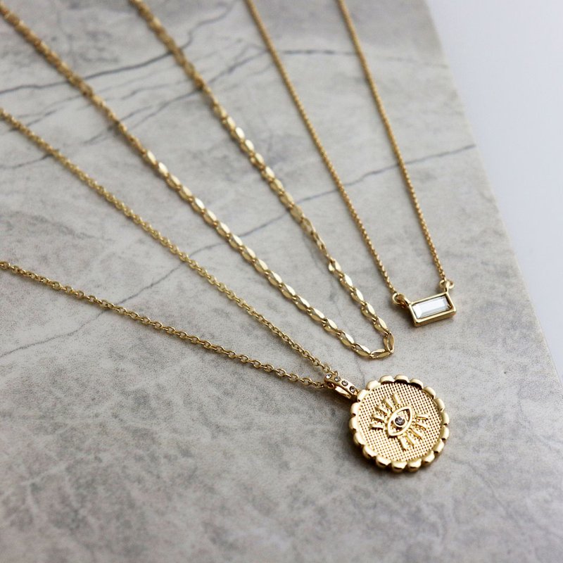 Gold Evil Eye Necklace Set for Women, Layered Pendant Jewelry, 3 Pieces