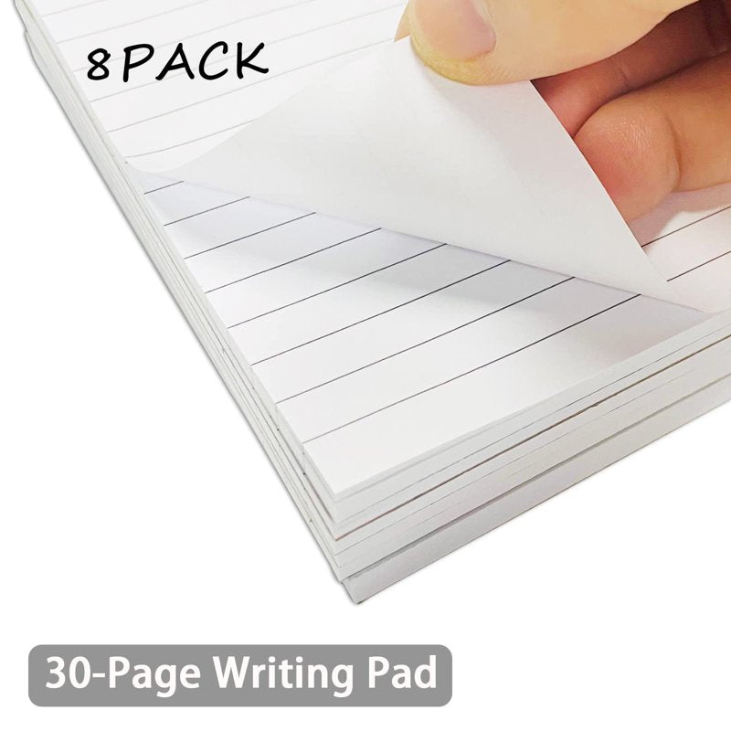 Mini 8 Pack 3x5 Inch Memo Notepads with 30 Lined Sheets - White, College Ruled Refills