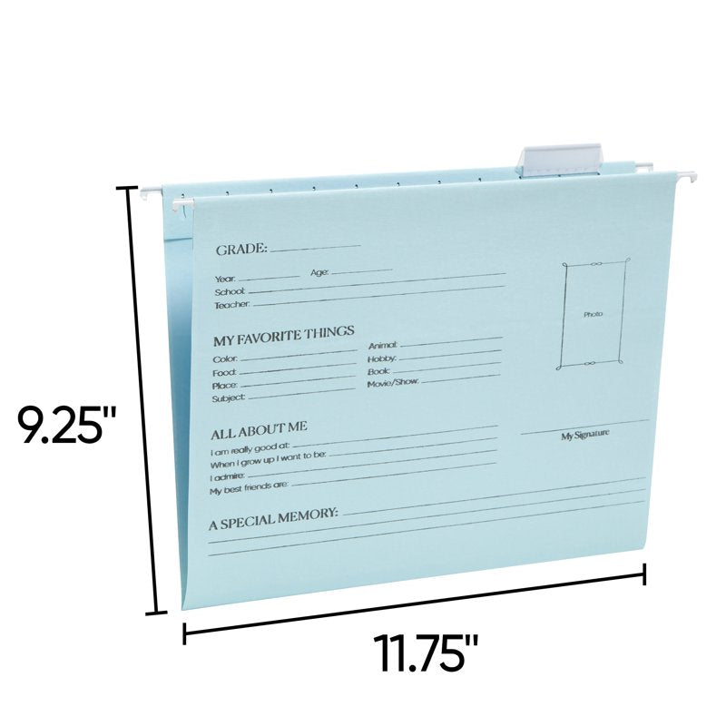 School Memory Hanging File Folders Set - 6 Blue Letter Size Organizer