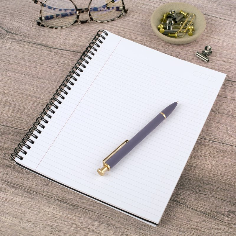 Metallic Business Notebook with Wirebound Cover, 6.5 x 8.25 inches, 80 Sheets